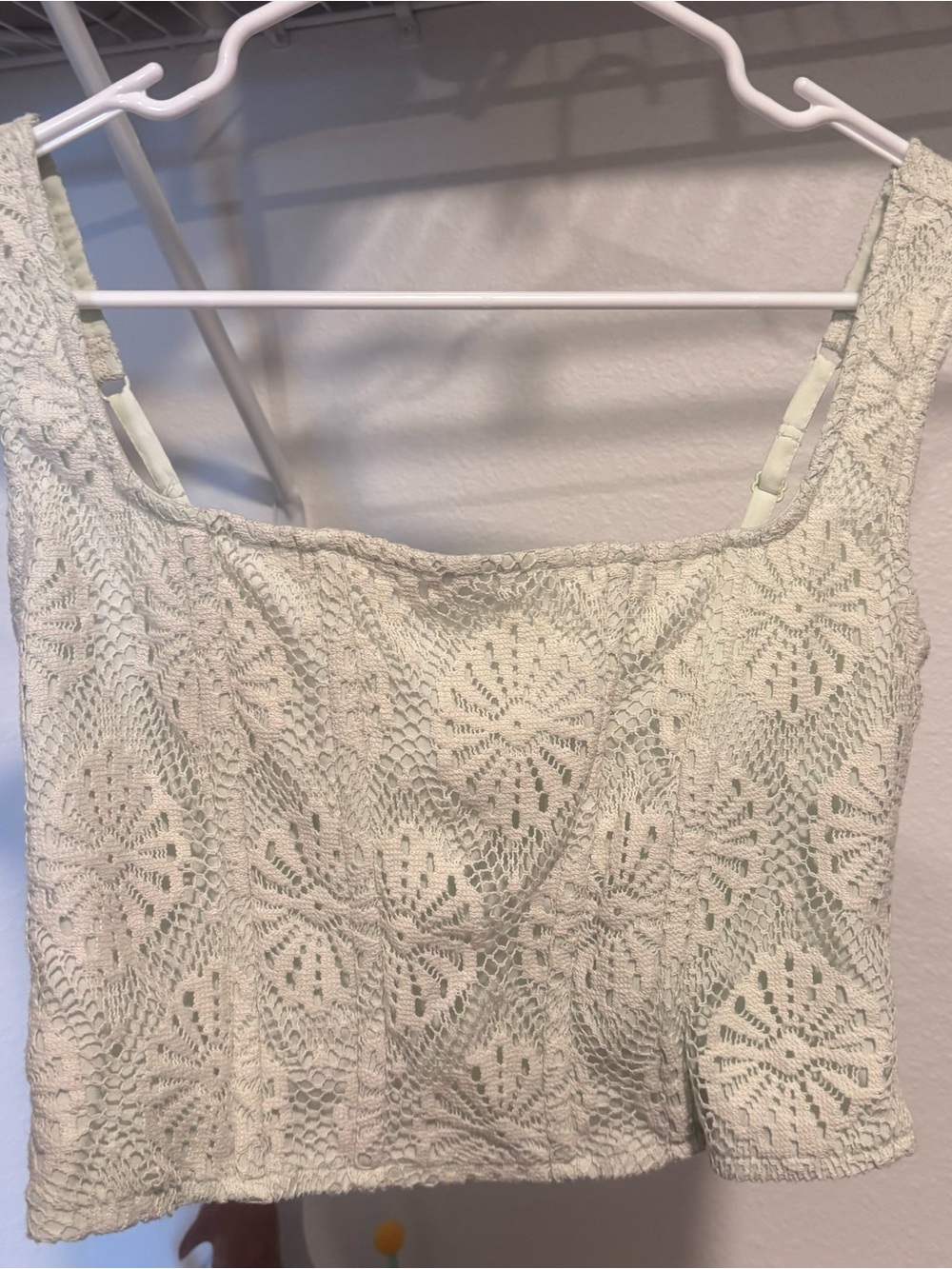 American Eagle Outfitters Sage Lace Crop Tank